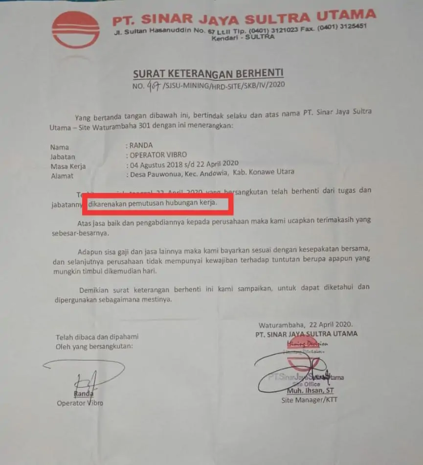 HIPPMA-Konut Desak DPRD Tangani Kasus PHK Sepihak PT SJSU