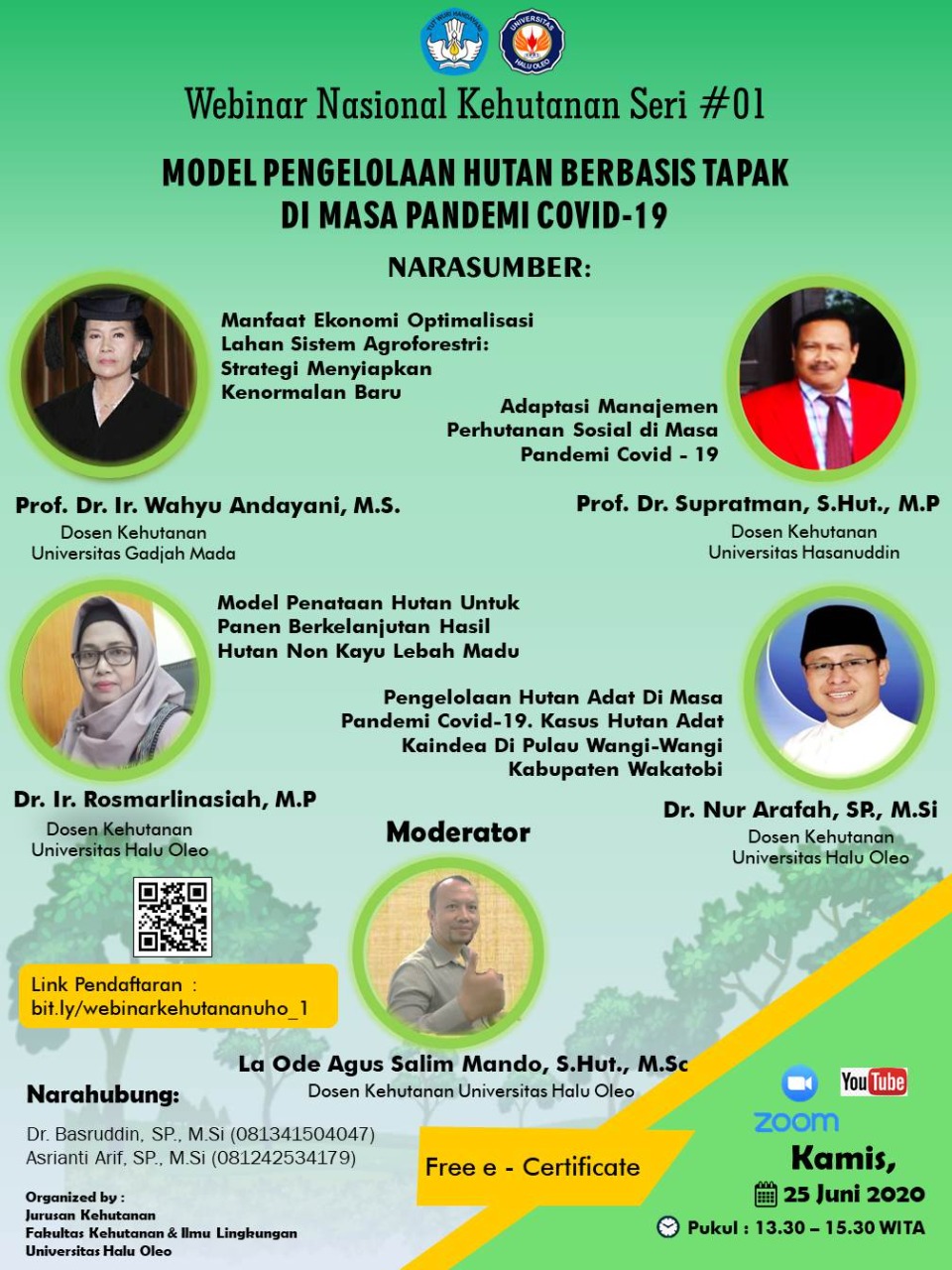 Dukung Pembangunan Hutan Indonesia di Tengah Pandemi, FHIL UHO Bakal Gelar Webinar Nasional