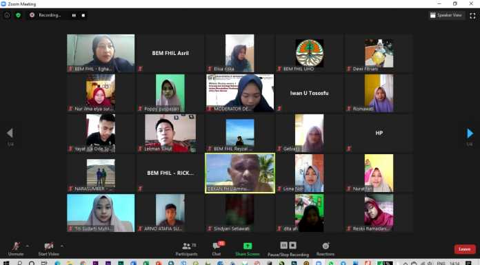 Tingkatkn Kesadaran Mahasiswa dan Alumni Dalam Pembagunan Hutan Berkelanjutan, BEM FHIL UHO Gelar Webinar