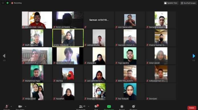 Terkini.id, Kendari ? Badan Eksekutif Mahasiswa (BEM) Fakultas Kehutanan dan Ilmu Lingkungan (FHIL) Universitas Halu Oleo (UHO) Berkolaborasi bersama Himpunan Mahasiswa Islam (HMI) Komisariat Persiapan FHIL Menggelar Kegiatan Webinar, Jum?at  23 Oktober 2020.