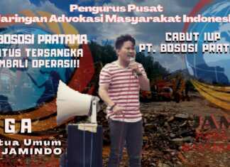 Terkini.id, Kendari ? Pengurus Pusat (PP) Jaringan Advokasi Masyarakat Indonesia (Jamindo) Kecam  PT. Bososi Pratama karena kembali beroperasi usai ditetapkan tersangka.