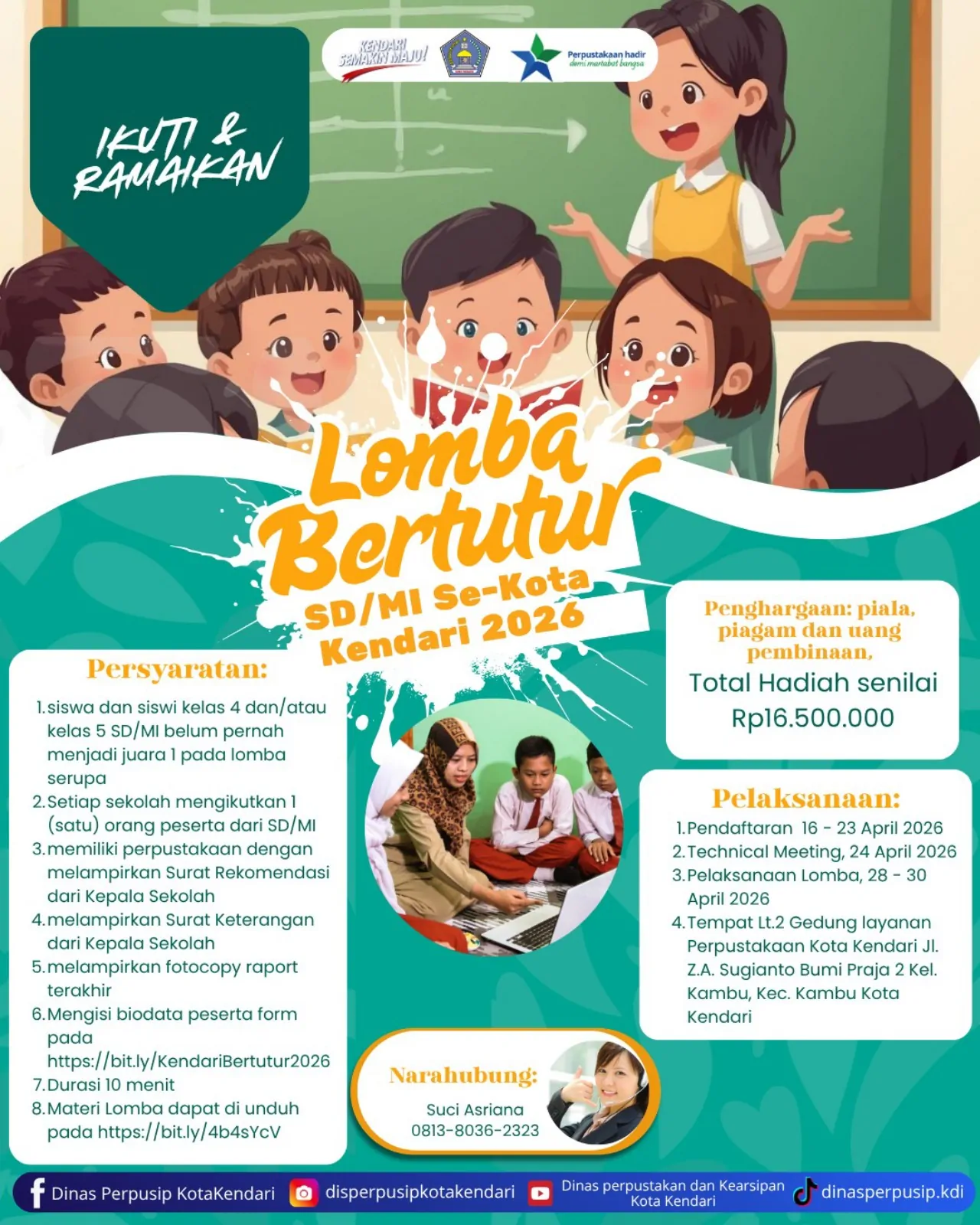 Dinas Perpustakaan dan Kearsipan Kendari Gelar Lomba Bertutur SD/MI 2026 untuk Tingkatkan Literasi Anak
