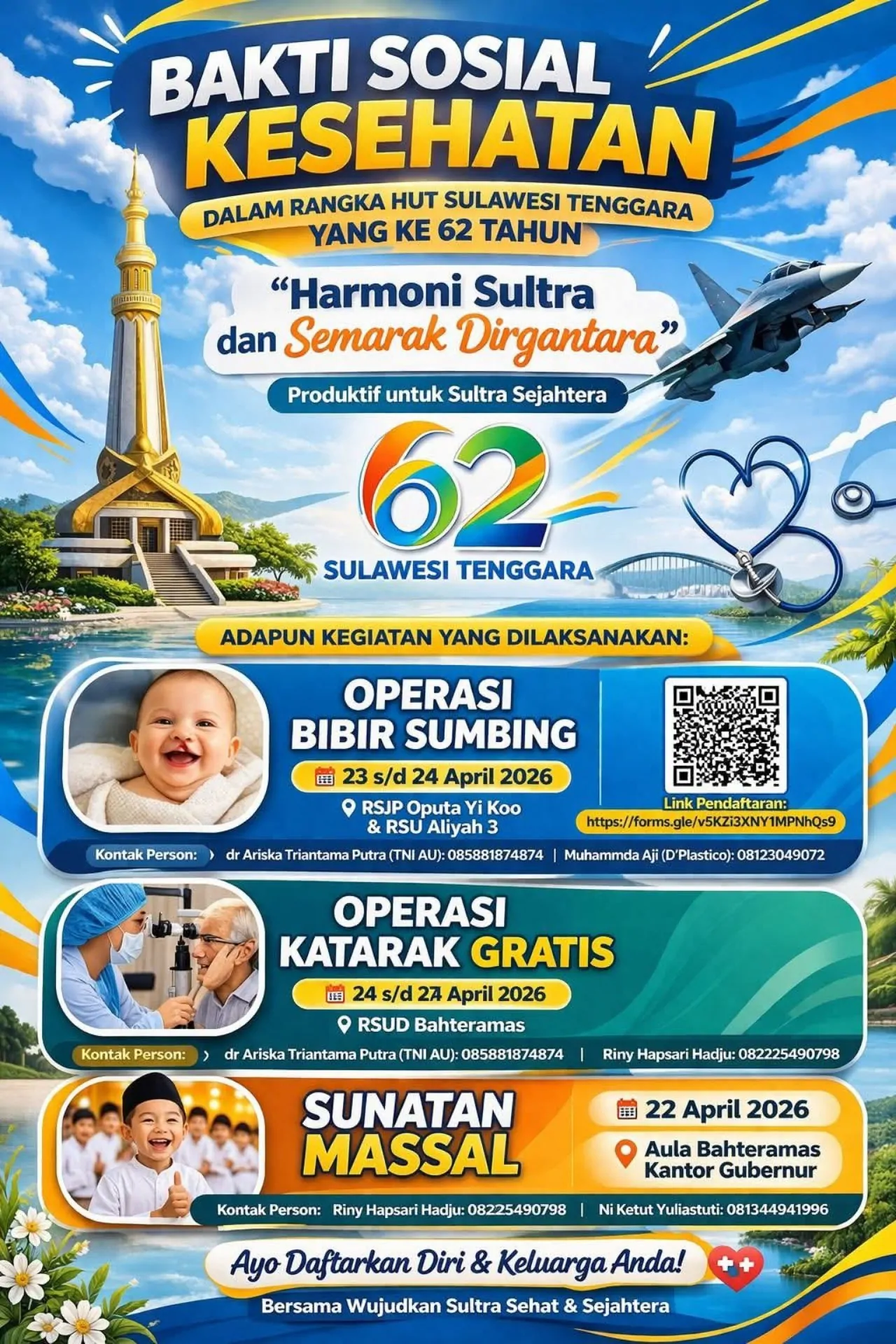 HUT ke-62 Sultra: Pemprov Sediakan Operasi Katarak dan Sunatan Gratis untuk Warga