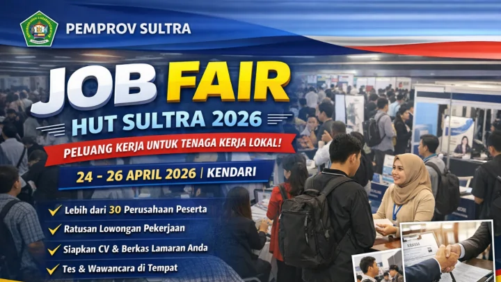 Pemprov Sultra Gelar Job Fair HUT Sultra 2026, Puluhan Perusahaan Siap Buka Lowongan