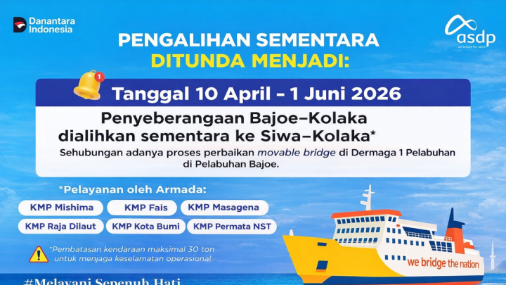Mulai 10 April 2016, Penyeberangan Bajoe-Kolaka Sementara Lewat Siwa Bajoe Kolaka